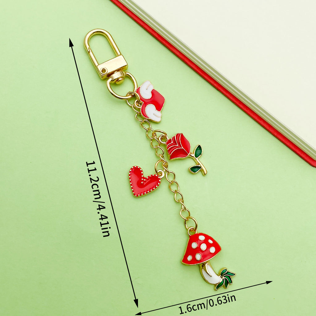 Roter Pilz Liebe-Herz Rose Schlüsselanhänger