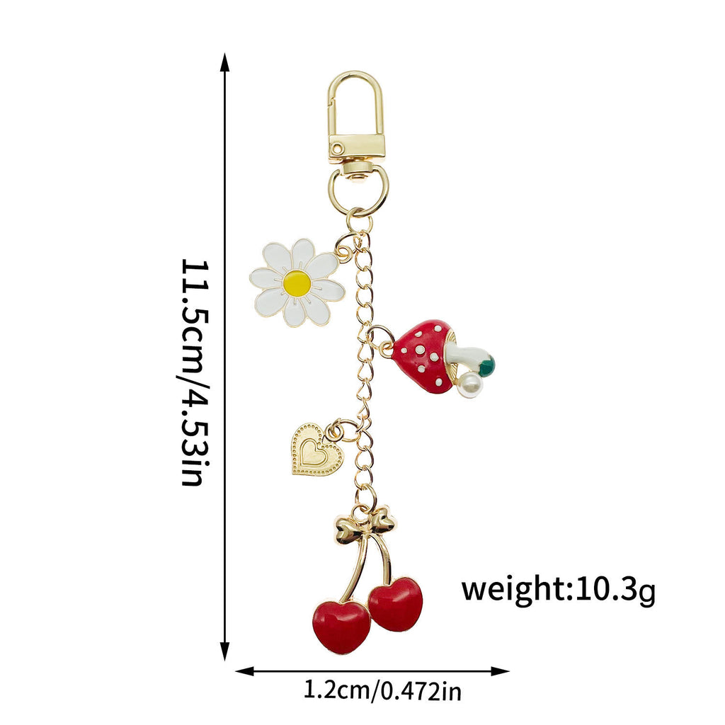 Roter Pilz Liebe-Herz Rose Schlüsselanhänger