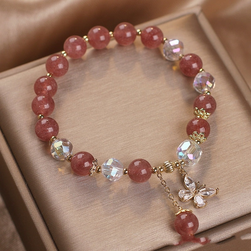 Natürlicher Erdbeerquarz Armband